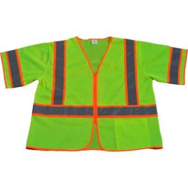 Petra Roc Inc Petra Roc Two Tone DOT Vest, ANSI Class 3, Zipper Closure, Polyester Mesh, Lime/Orange, 2XL/3XL LVM3-CB1-EC-2X/3X